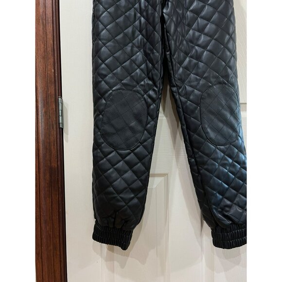 Manière De Voir Women’s Vegan Leather Quilted Joggers Size 0 | High Waist Faux L - Picture 8 of 12